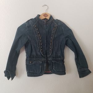 DKNY Girls Denim Studded Front Hook Close Jacket M